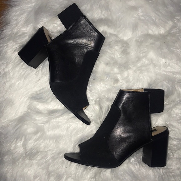 Kensie Shoes - Kensie black leather open toed booties EUC!
